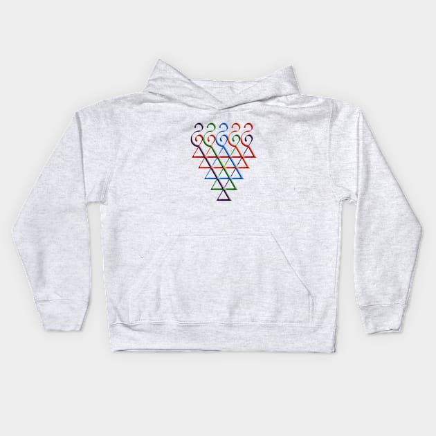 Indian Symbol of Knowledge and Wisdom saraswati Yantra colorful Embossed Kids Hoodie by GeeTee